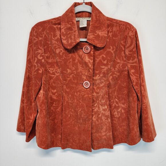 Vintage Acanthus Peplum Jacket Size M Orange 3/4 Wide Sleeve Hippie 70s Style - Picture 4 of 10